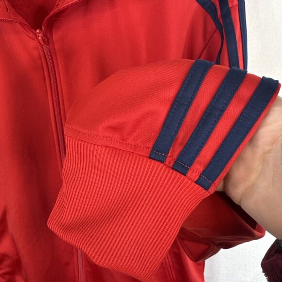 Adidas Firebird Red Blue Track Jacket Full Zip 3-Stripe Retro Mens Large - Picture 2 of 9